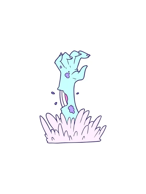 Splitting effect animation of a cartoon zombie rising from grave Stock Footage 324160934
