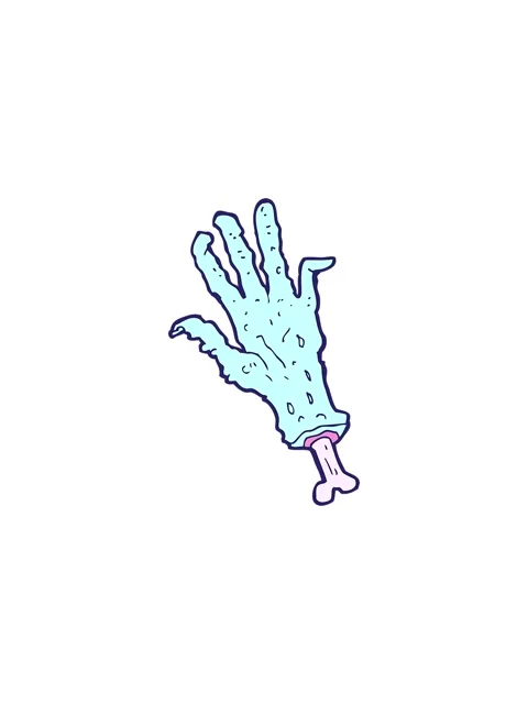 Splitting effect animation of a cartoon zombie hand Stock Footage 324256929