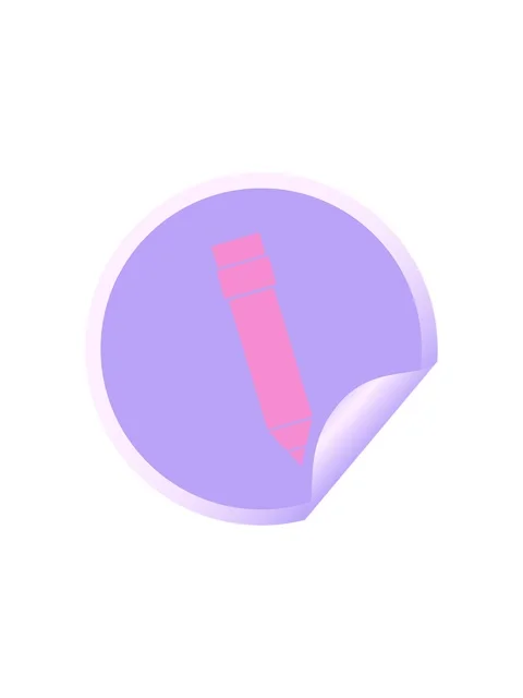 Splitting effect animation of circular peeling sticker quirky cartoon pencil Stock Footage 324132651