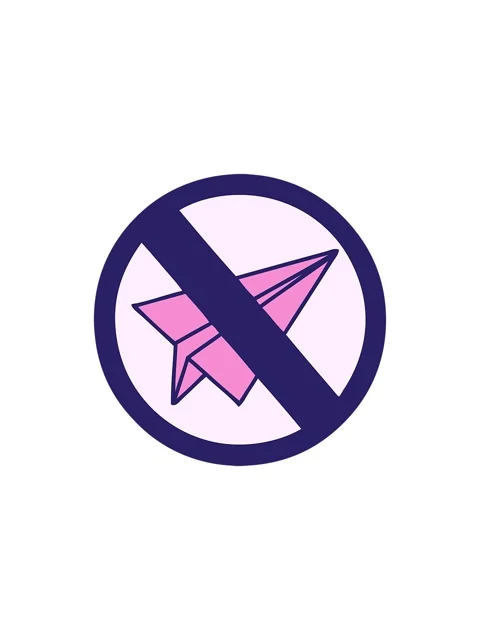 Splitting effect animation of cute cartoon of a no paper aeroplane sign Stock Footage 324102954