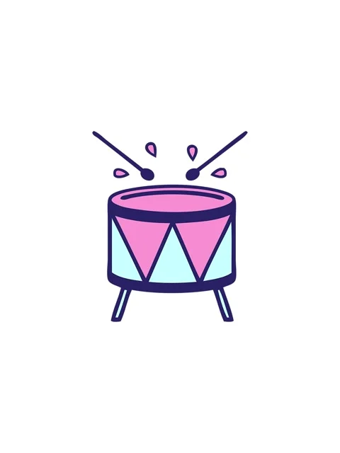 Splitting effect animation of cute cartoon of a drum illustration Stock Footage 324314952