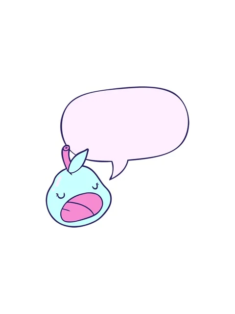 Splitting effect animation of cute cartoon pear with speech bubble Stock Footage 324443155