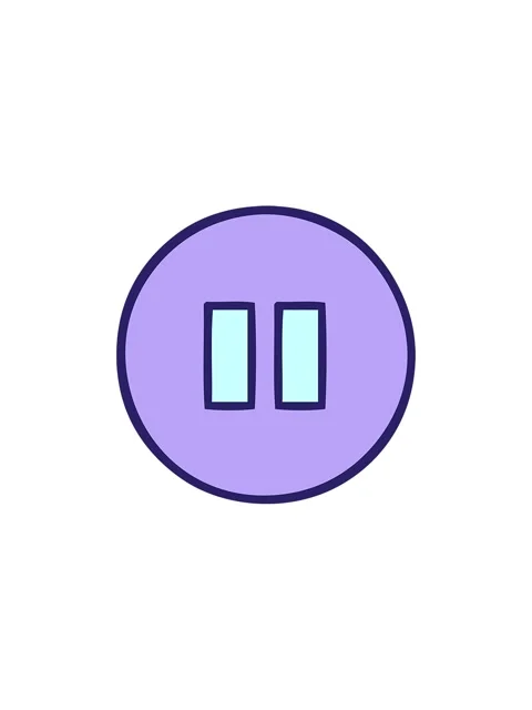 Splitting effect animation of cute cartoon of a pause button Stock Footage 324474775