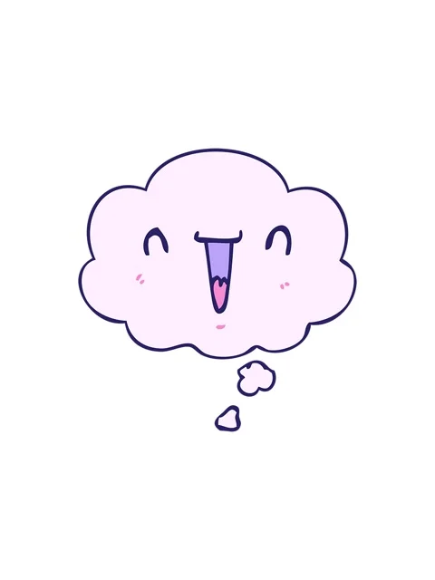 Splitting effect animation of cute happy cartoon face with thought bubble Stock Footage 324225769