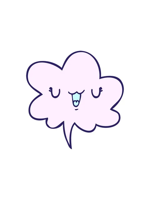 Splitting effect animation of cute happy cartoon face with speech bubble Stock Footage 324298440