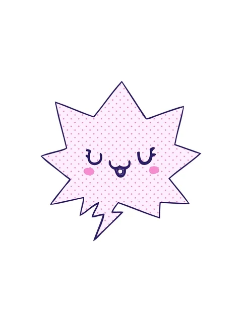 Splitting effect animation of cute happy cartoon face with speech bubble in.. Stock Footage 324470506