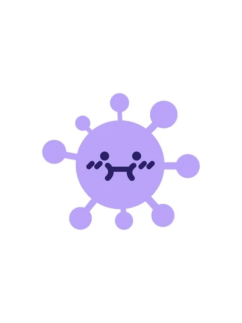 Splitting effect animation of cute unsure virus Stock Footage 324401042