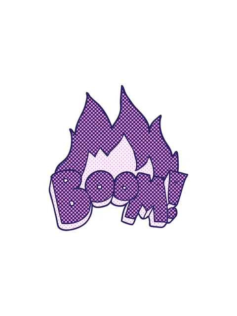 Splitting effect animation of freehand drawn comic book style cartoon boom Stock Footage 324109746