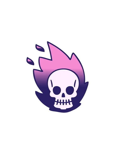 Splitting effect animation of gradient shaded cartoon skull Stock Footage 324472921