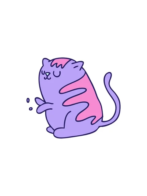 Splitting effect animation of hand drawing of a cartoon cat Stock Footage 324164956