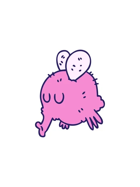 Splitting effect animation of hand drawn cartoon fly Stock Footage 324349956