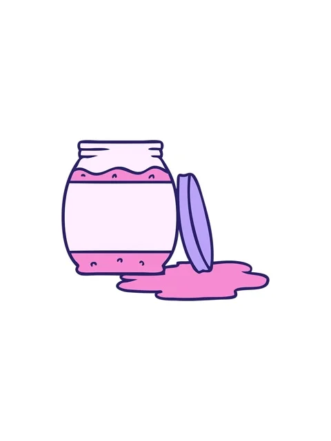 Splitting effect animation of hand drawn cartoon of a strawberry jam Stock Footage 324406614