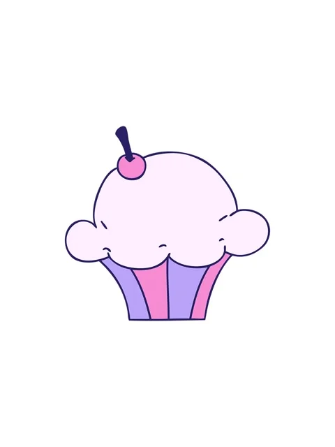 Splitting effect animation of hand drawn quirky cartoon muffin Stock Footage 324452287