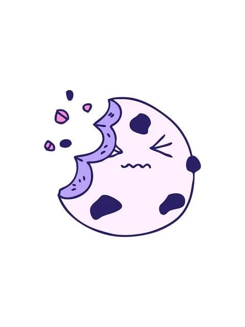 Splitting effect animation of hand drawn quirky cartoon munched cookie Stock Footage 324462771