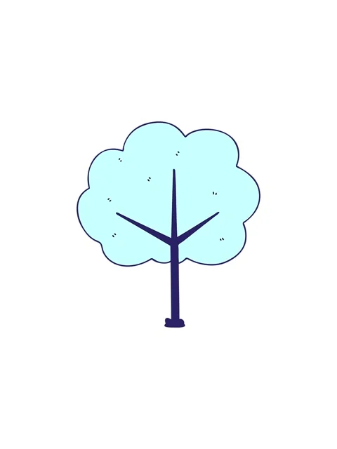 Splitting effect animation of hand drawn quirky cartoon tree Stock Footage 324480576