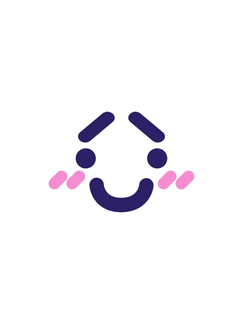 Splitting effect animation of a happy blushing face icon Stock Footage 324354267