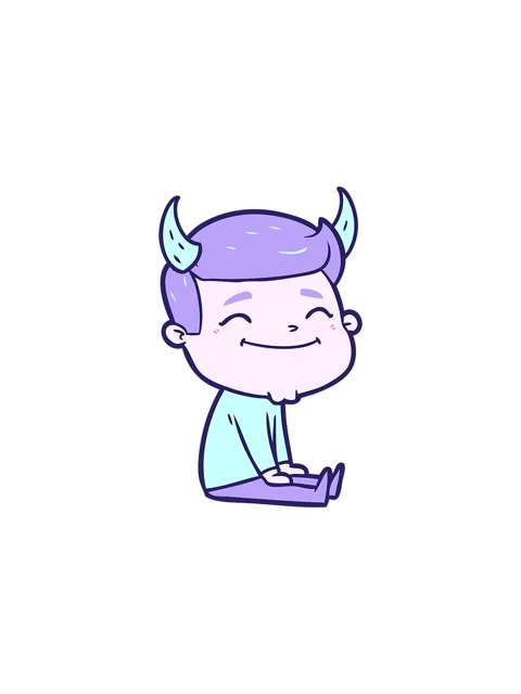 Splitting effect animation of happy cartoon man with devil horns Stock Footage 324300422