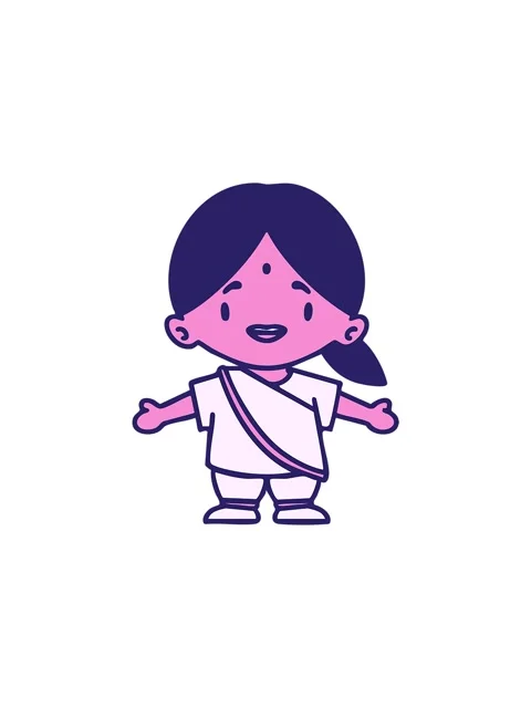 Splitting effect animation of happy indian woman with open arms cartoon Stock Footage 324130033