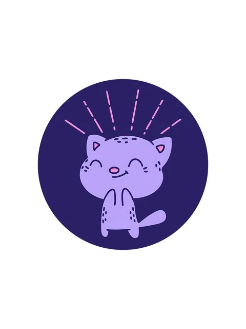 Splitting effect animation of icon of a tattoo style happy cat Stock Footage 324109854