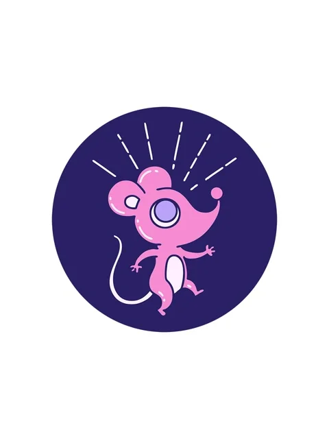 Splitting effect animation of icon of a tattoo style mouse character Stock Footage 324287476
