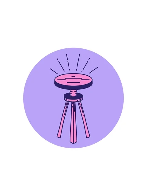 Splitting effect animation of icon of a tattoo style wooden stool Stock Footage 324382952