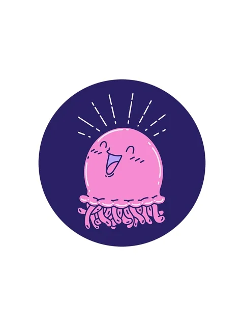 Splitting effect animation of icon of a tattoo style happy jellyfish Stock Footage 324438451