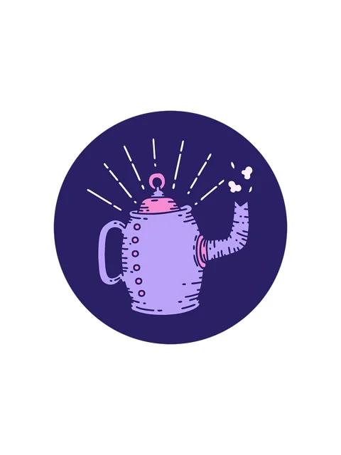 Splitting effect animation of icon of a tattoo style old coffee pot steaming Stock Footage 324474487