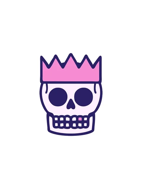 Splitting effect animation of iconic tattoo style image of a skull and crown Stock Footage 324104460