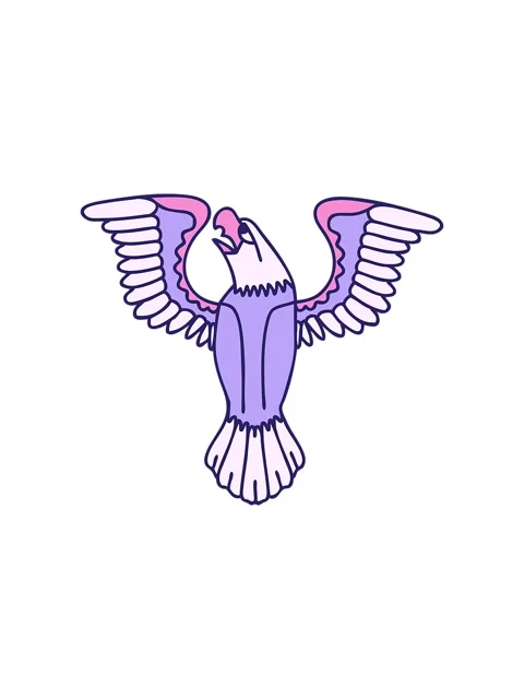 Splitting effect animation of iconic tattoo style image of an american eagle Stock Footage 324301068