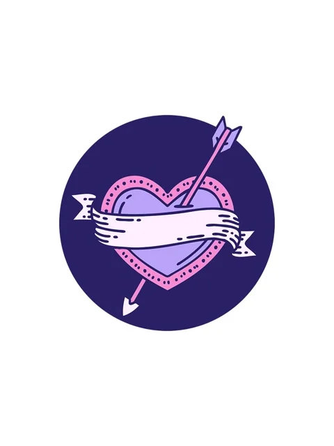 Splitting effect animation of iconic tattoo style image of arrow heart and .. Stock Footage 324461822