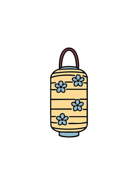 Splitting effect animation of japanese paper lantern with floral pattern Stock Footage 324224718