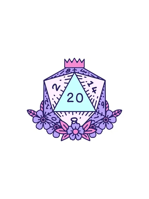 Splitting effect animation of natural 20 D20 dice roll with floral elements Stock Footage 324044662