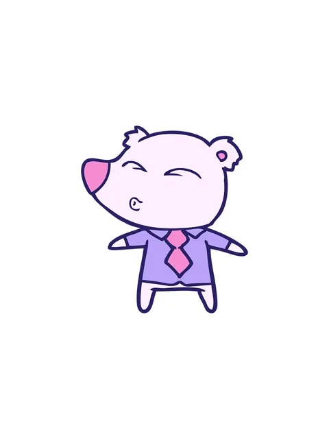 Splitting effect animation of polar bear in shirt and tie cartoon Stock Footage 324203230