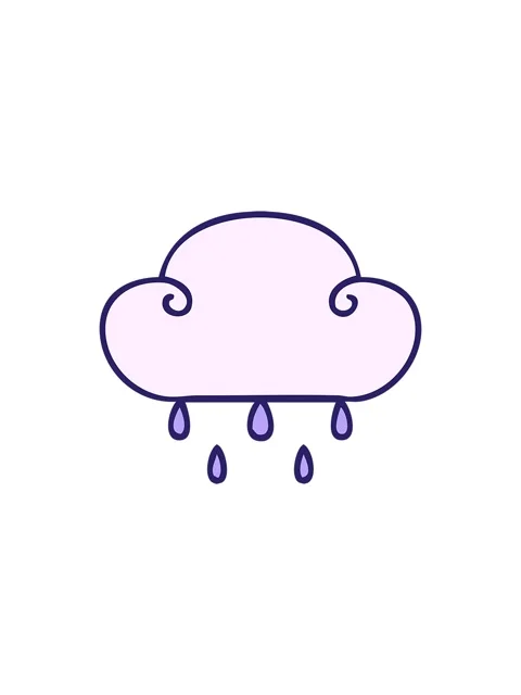 Splitting effect animation of quirky cartoon rain cloud Stock Footage 324344249