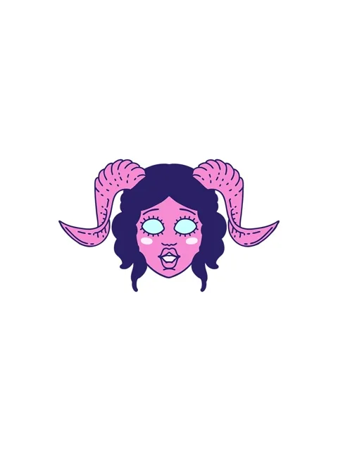 Splitting effect animation of Retro Tattoo Style tiefling character face Stock Footage 324087394