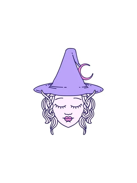 Splitting effect animation of Retro Tattoo Style elf mage character face Stock Footage 324087548