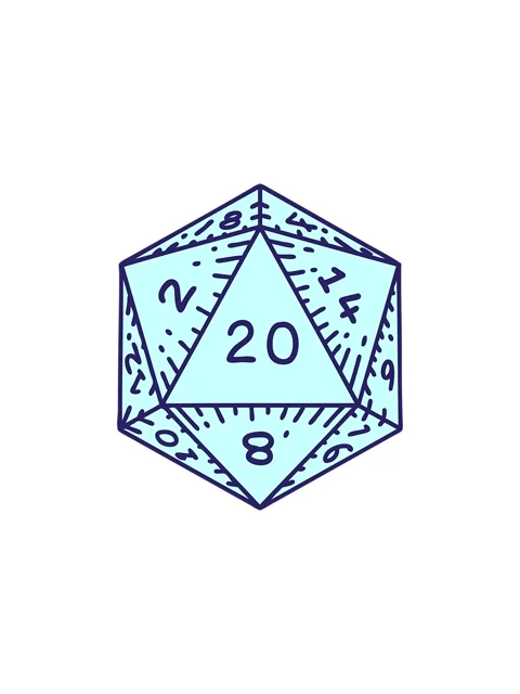 Splitting effect animation of Retro Tattoo Style D20 dice roll Stock Footage 324436932