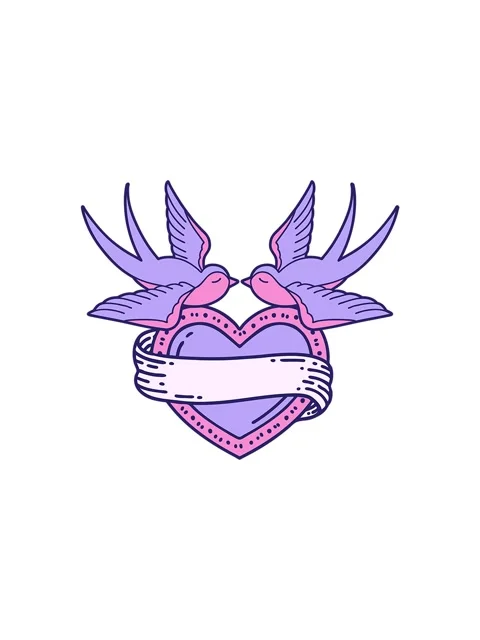 Splitting effect animation of retro tattoo in traditional style of swallows.. Stock Footage 324437093