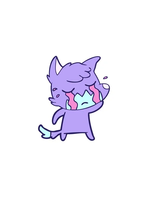 Splitting effect animation of sad fox cartoon character Stock Footage 324350634