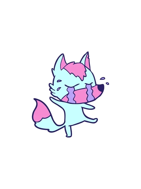 Splitting effect animation of sad little fox cartoon character Stock Footage 324456854