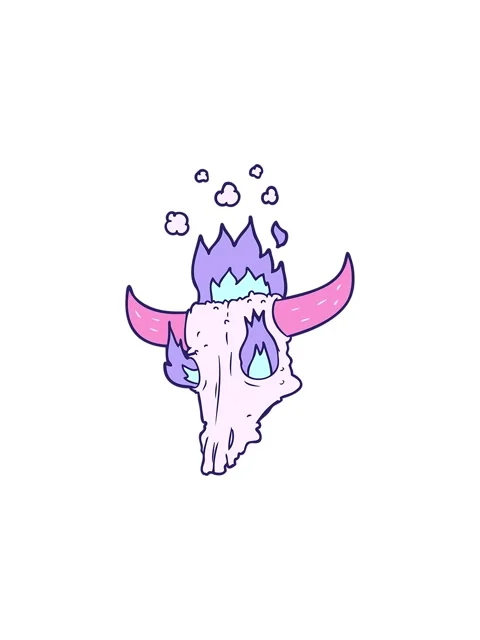Splitting effect animation of spooky flaming animals skull cartoon Stock Footage 324455816