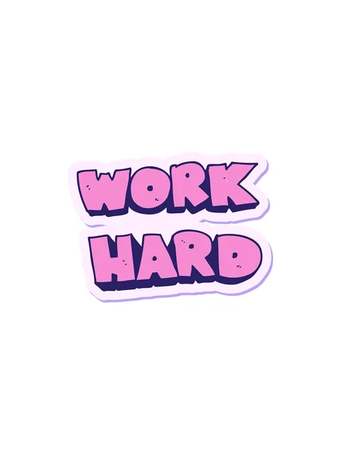 Splitting effect animation of sticker of a cartoon work hard symbol Stock Footage 324094954