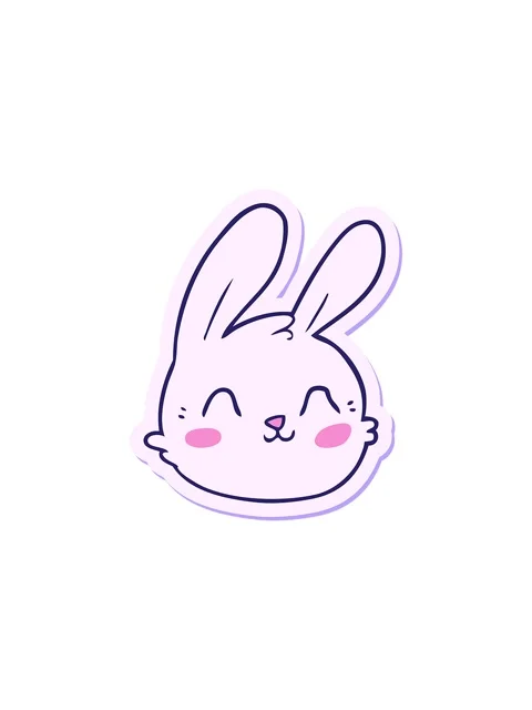Splitting effect animation of sticker of a cartoon rabbit face Stock Footage 324184176