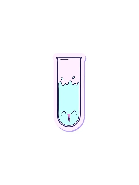Splitting effect animation of sticker of a cartoon happy test tube Stock Footage 324202534