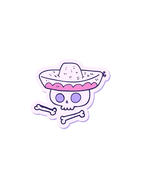 Splitting effect animation of sticker of a cartoon skull in mexican hat Stock Footage 324253873