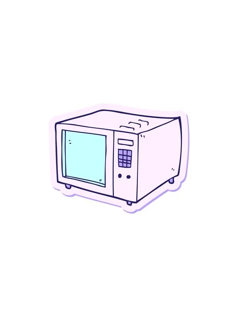 Splitting effect animation of sticker of a cartoon microwave Stock Footage 324301059