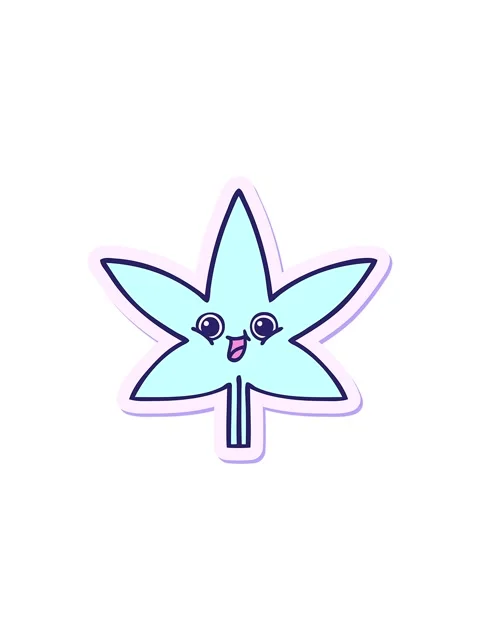 Splitting effect animation of sticker of a cute cartoon marijuana leaf Stock Footage 324223184