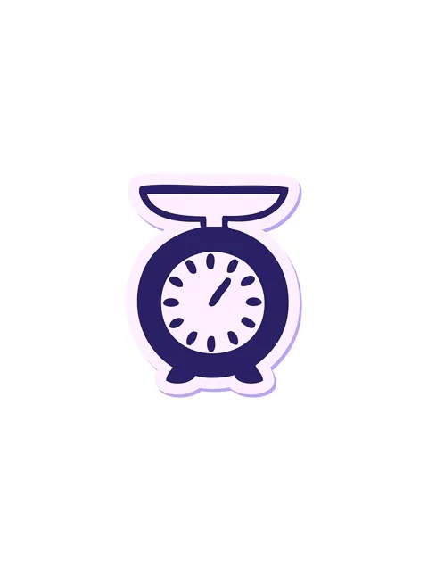 Splitting effect animation of sticker of a cute cartoon weighing scale Stock Footage 324481626