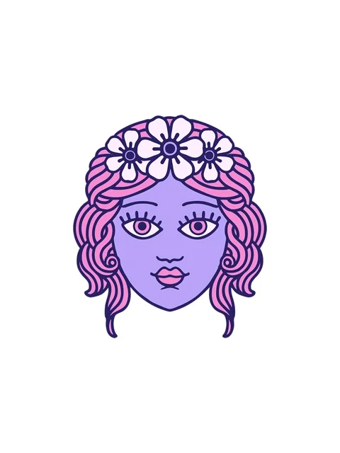Splitting effect animation of tattoo female face with crown of flowers Stock Footage 324240599