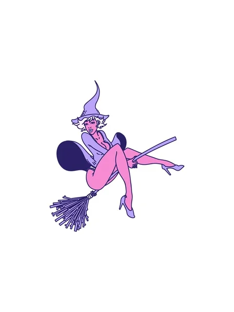 Splitting effect animation of tattoo pinup witch Stock Footage 324491698